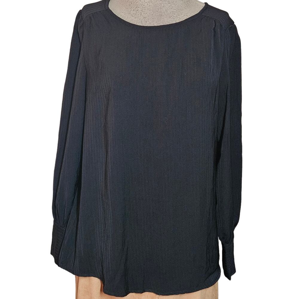 Adrianna Papell Black Long Sleeve Blouse Size Small